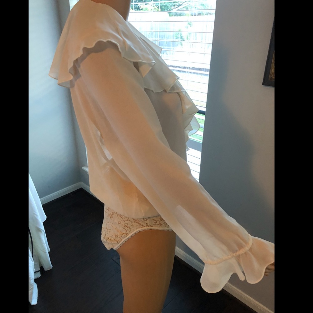 Dramatic Ruffle Leotard Blouse Vintage - image 6